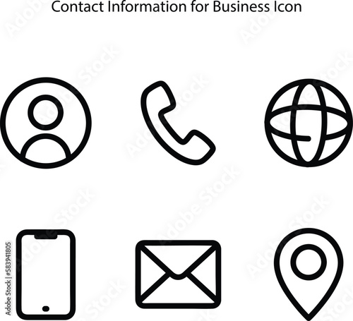 Contact us icon set, Website set icon vector, Set of Web icon set, Business card contact information icon on white background.