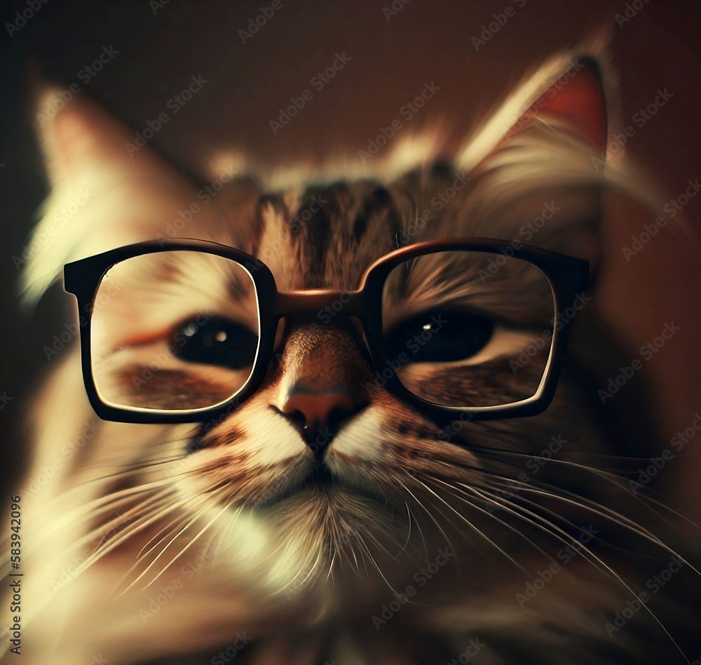 little cat with glasses