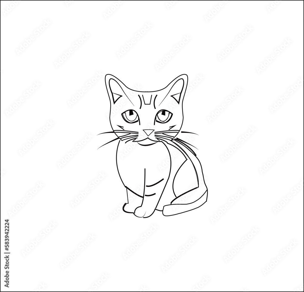 Fototapeta premium Beautiful line art vector coloring page of cat.
