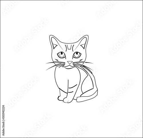 Beautiful line art vector coloring page of cat.