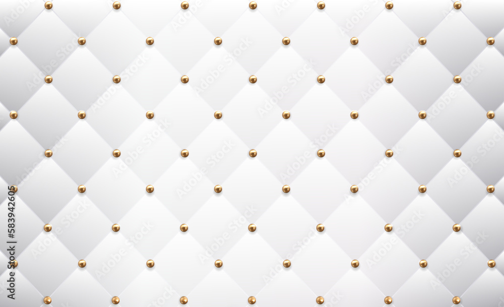 Naklejka premium The texture of quilted leather with gold buttons