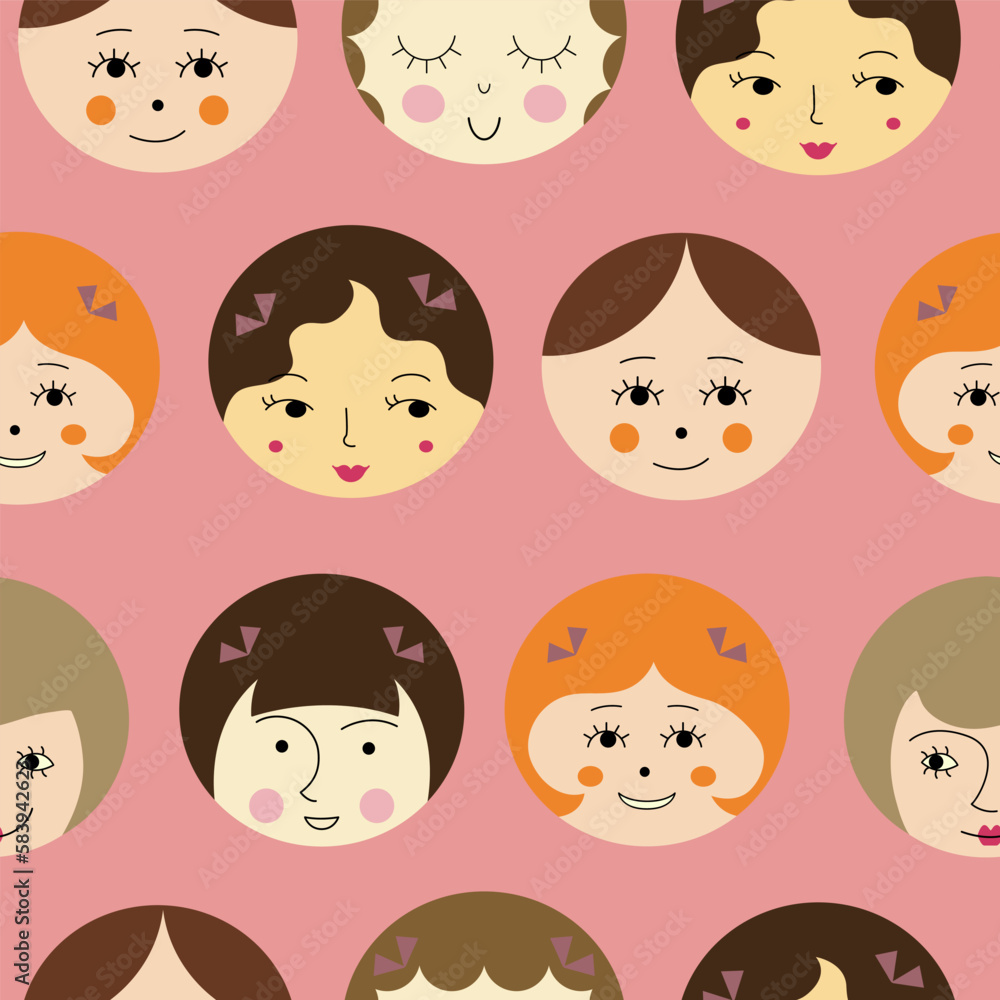 Feminine look, abstract personage, mascot design, funny face, cute icon. Feminine look, abstract personage, mascot design, funny face, cute icon.