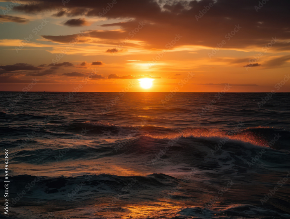 a beautiful and stunning sunset over the ocean
