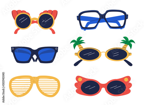 Party glasses. Funny sunglasses hippy groovy psychedelic retro style