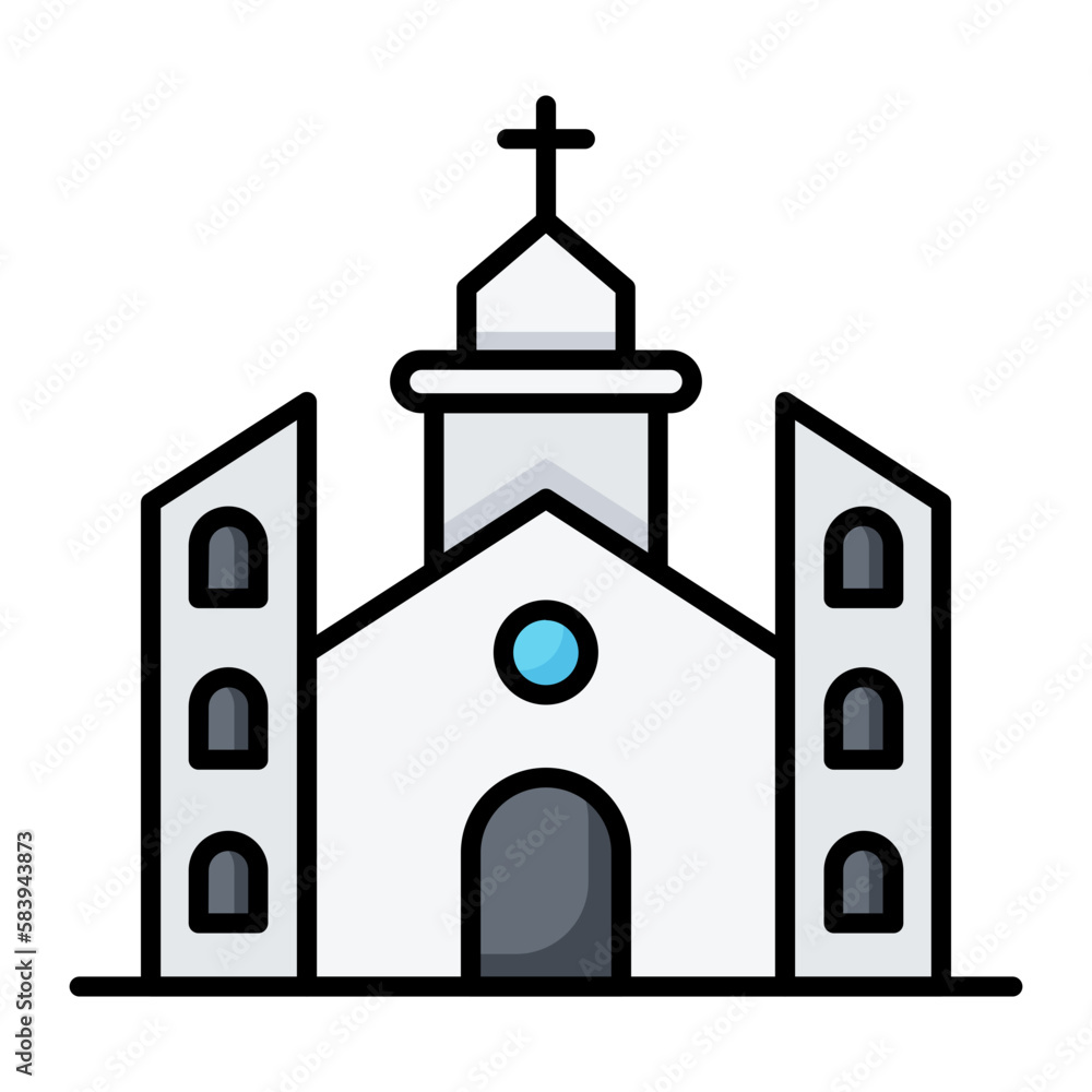 Church Line Color Icon 