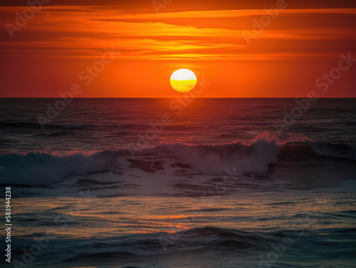 a beautiful and stunning sunset over the ocean © Metzae
