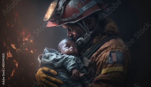 soldado salvando criança 