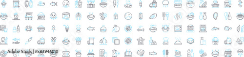 Buffet vector line icons set. Buffet, Catering, Dining, Food, Cuisine, Banquet, Dish illustration outline concept symbols and signs
