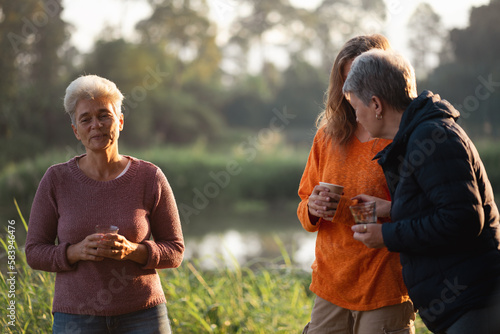 family of senior woman and ...