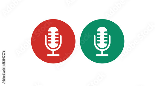 Mic Icon Set. Vector isolated illustration. On and Off Mic