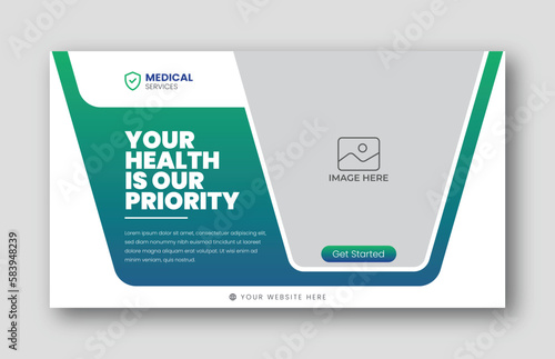 Medical healthcare youtube thumbnail cover and social media web banner design template in vector format creative shapes and layout
