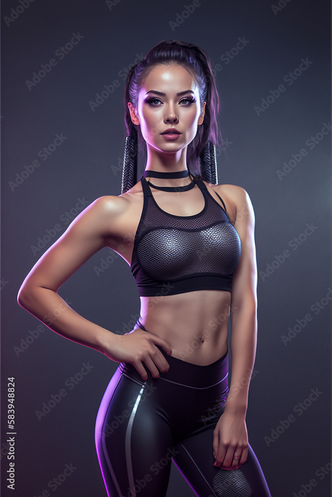 Obraz premium bela garota com corpo atraente e roupa fitness