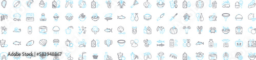 Dinner vector line icons set. Meal, Supper, Cuisine, Banquet, Dine, Feast, Eat illustration outline concept symbols and signs