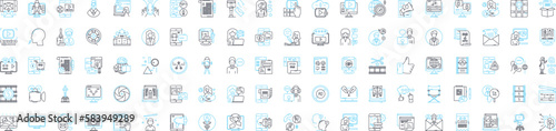 Video blogging vector line icons set. Vlogging, Videoblogging, Video-Blogging, Blogging, Videos, Stream, Youtubing illustration outline concept symbols and signs
