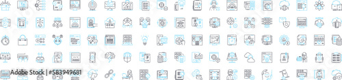 Search engine optimization vector line icons set. SEO, Optimization, Indexing, Crawling, Ranking, SERP, Search illustration outline concept symbols and signs