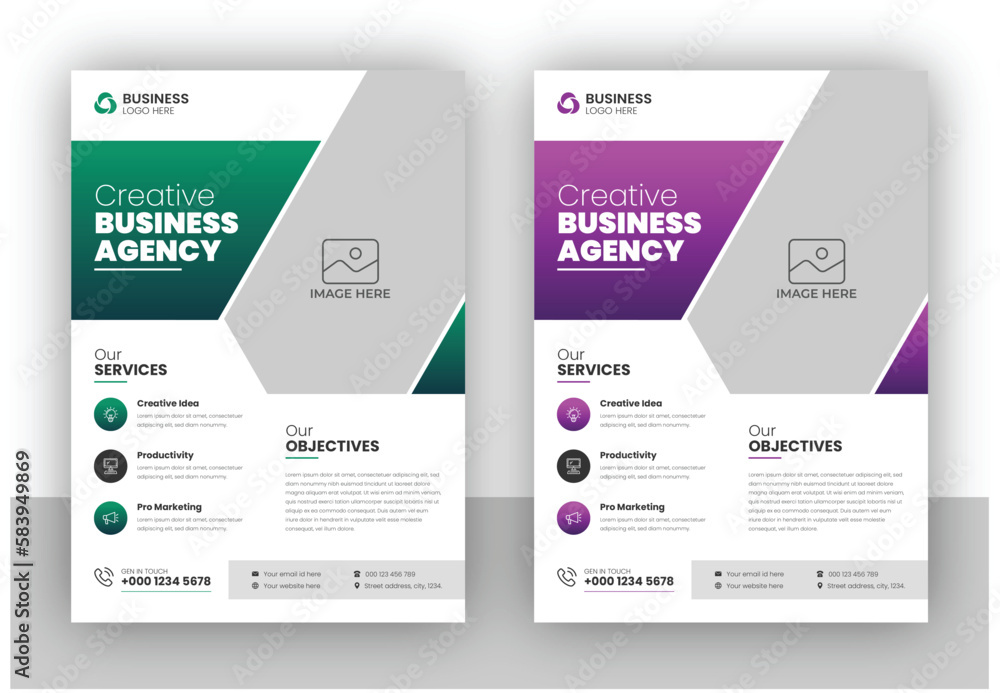 Corporate Business Flyer poster pamphlet anuual report brochure cover design layout background in two colors scheme vector template in A4 size