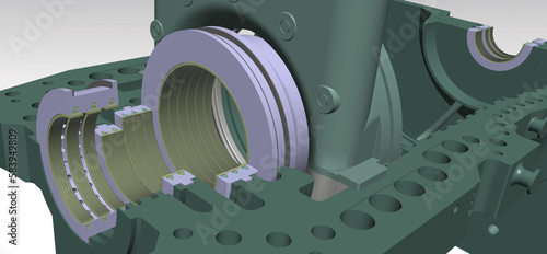 turbine shaft sealing strip 3D illustration