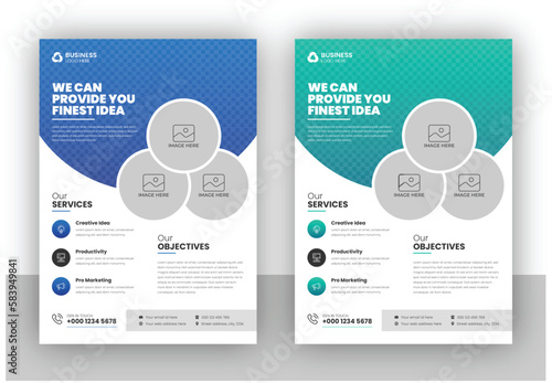 Corporate Business Flyer poster pamphlet anuual report brochure cover design layout background in two colors scheme vector template in A4 size