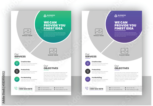 Modern multipurpose creative corporate business agency marketing flyer and brochure cover page design in a4 size paper sheet with creative shape in a minimal template with clean and modern typography.