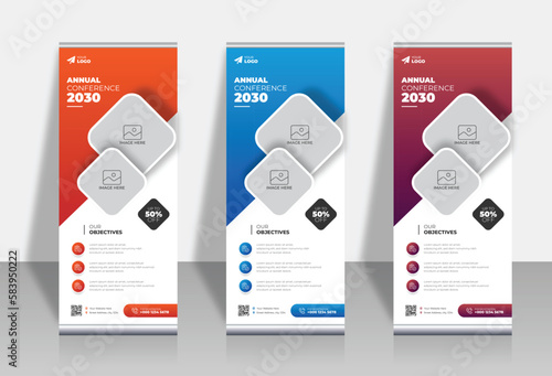 Creative business agency roll up banner design or pull up banner template