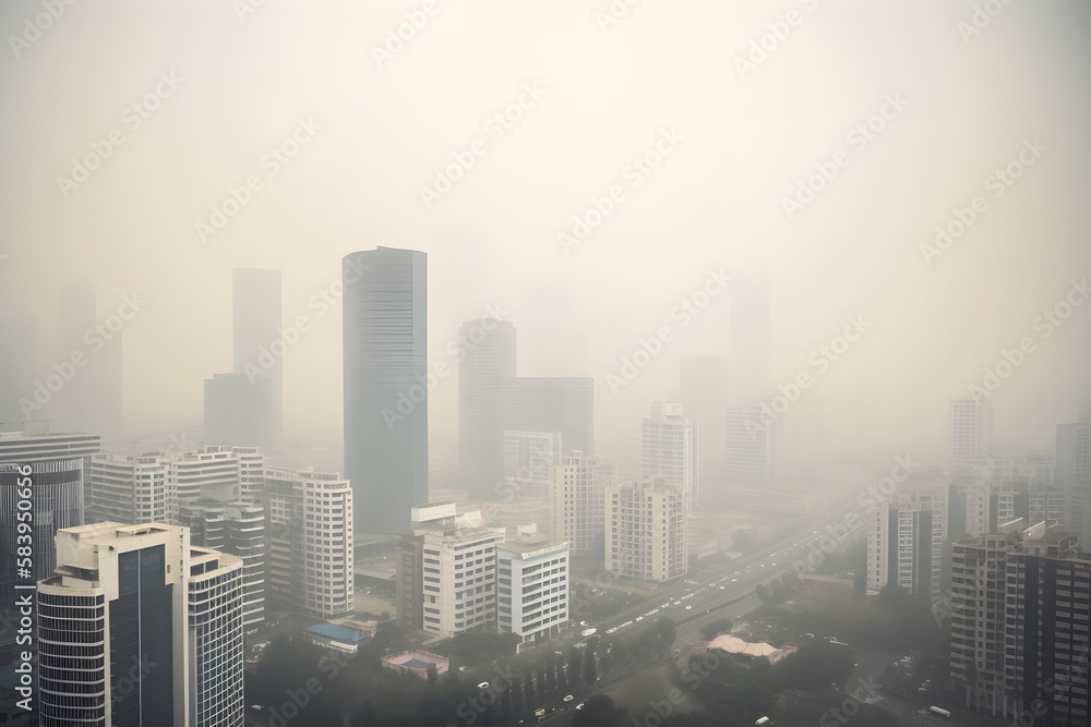 nvisible Stranglehold: The Dangerous Relationship between City Skylines and Air Pollution, and How It Threatens the Environment and Human Health - AI Generative