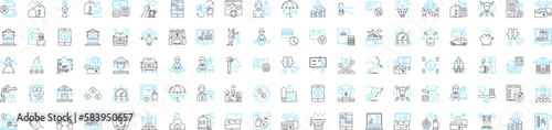 Stocks market vector line icons set. Stocks, Market, Investing, Shares, Trading, Equity, Prices illustration outline concept symbols and signs