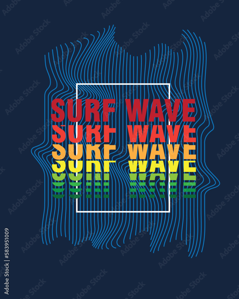 SURF WAVE DISTORTED Typography Wave line background surf sliced text
