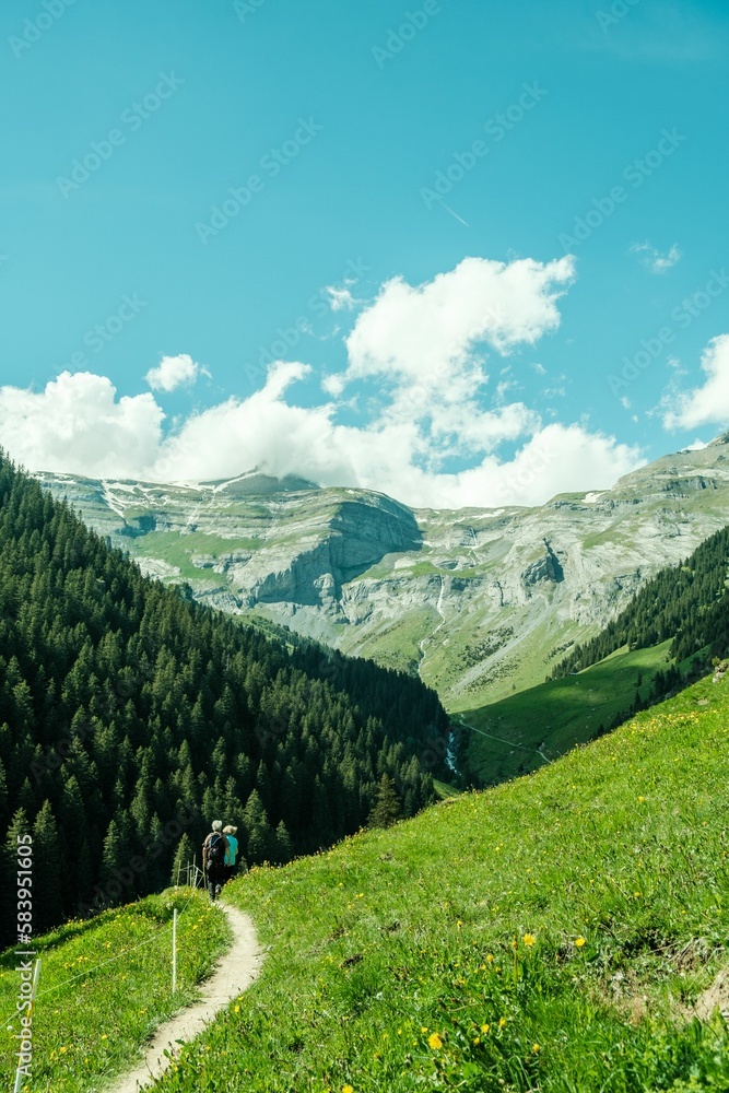 Beautiful landscape in the Grisons Surselva Brigels breil Mountains in Switzerland
