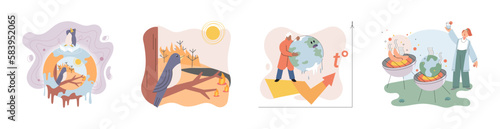 Climate change weather global greenhouse warming risks metaphor concept. Save planet. Compared planet with renewable eco resources consumption global warmings burning alternative. Environment Day