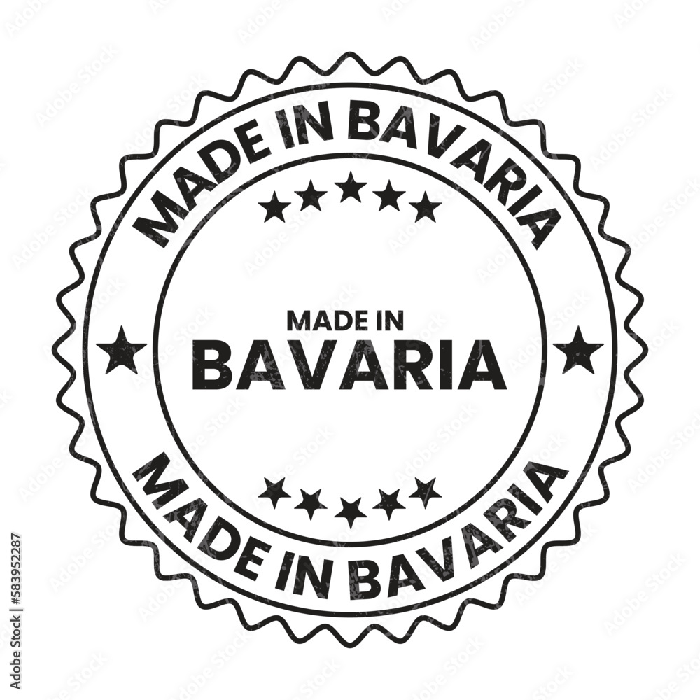 Made In Bavaria Stamp, Label, Badge, Sticker, Tag, Sign, Seal With Grunge Textured Vector Illustration