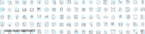 Corporate development vector line icons set. Corporate, development, strategy, planning, organization, reorganization, expansion illustration outline concept symbols and signs