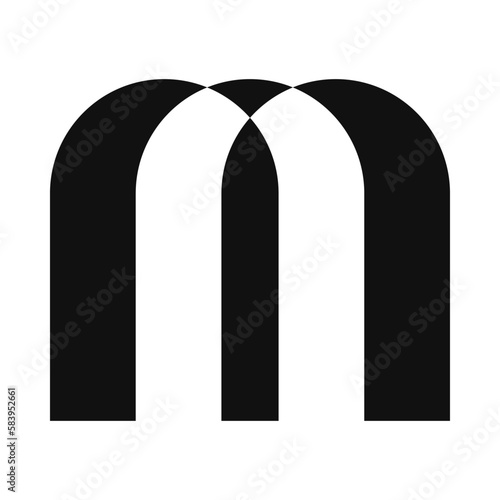 Three Overlapping Arches Negative Space Icon