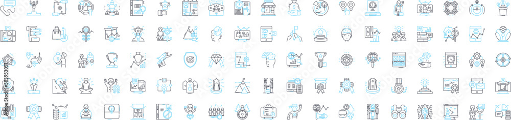 Strategy process vector line icons set. Planning, Analysis, Execution, Decision-Making, Allocation, Prioritization, Alignment illustration outline concept symbols and signs