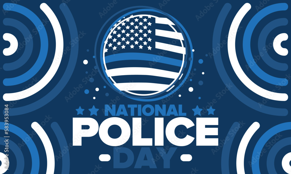 National Police Week in May. Celebrated annual in United States. In honor of the police hero. Police badge and patriotic elements. Officers Memorial Day. Poster, card, banner. Vector illustration National Police Week in May. Celebrated annual in United States. In honor of the police hero. Police badge and patriotic elements. Officers Memorial Day. Poster, card, banner. Vector illustration