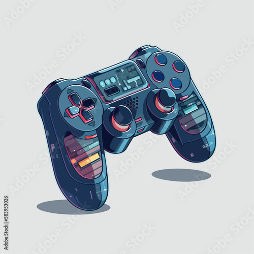 Videogame controllers. Console gamepad vector isolated. Vivid splashes of colors.h	