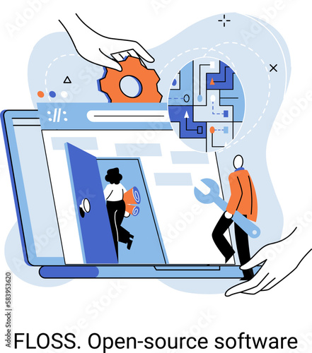 FLOSS. Open source software. Free product anyone can freely redistribute, modify and completely remake, can be improved, modernized thanks to inventions of users. Tiny programming language persons