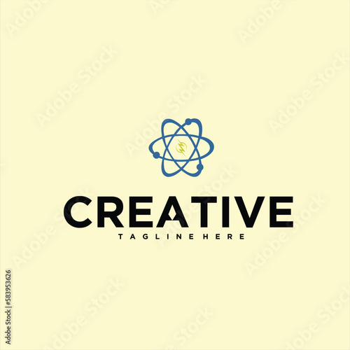 a neutron logo design with logo vector illustration