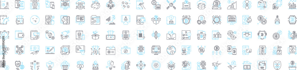 Fintech startup vector line icons set. Fintech, Startup, Digital, Financial, Innovation, Banking, Technology illustration outline concept symbols and signs Fintech startup vector line icons set. Fintech, Startup, Digital, Financial, Innovation, Banking, Technology illustration outline concept symbols and signs