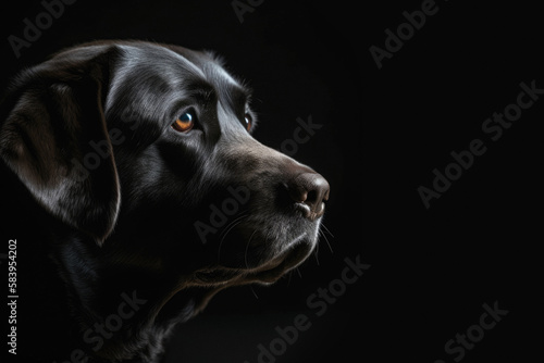 Labrador isolated on black background, Generative AI © d-AI-n