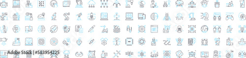 AI technology vector line icons set. AI, Technology, Artificial, Intelligence, Machine, Learning, Algorithms illustration outline concept symbols and signs