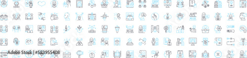 Connected people vector line icons set. Networking, Socializing, Linked, Together, Associated, United, Related illustration outline concept symbols and signs