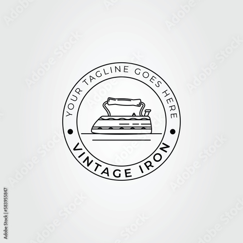 charcoal iron or vintage ironing logo vector illustration design