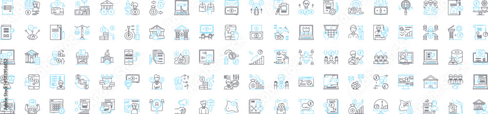 Bank investments vector line icons set. Savings, Stocks, Bonds, Mutual Funds, Funds, Assets, Mortgage illustration outline concept symbols and signs