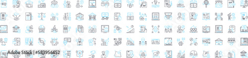Bank investments vector line icons set. Savings, Stocks, Bonds, Mutual Funds, Funds, Assets, Mortgage illustration outline concept symbols and signs
