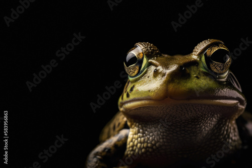 frog on black, Generative AI © d-AI-n