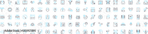 Business motivation vector line icons set. Entrepreneurship, Innovation, Ambition, Profitability, Strategy, Teamwork, Dedication illustration outline concept symbols and signs