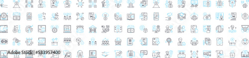 Crypto currency vector line icons set. Crypto, Currency, Bitcoin, Ethereum, Litecoin, Ripple, Dash illustration outline concept symbols and signs