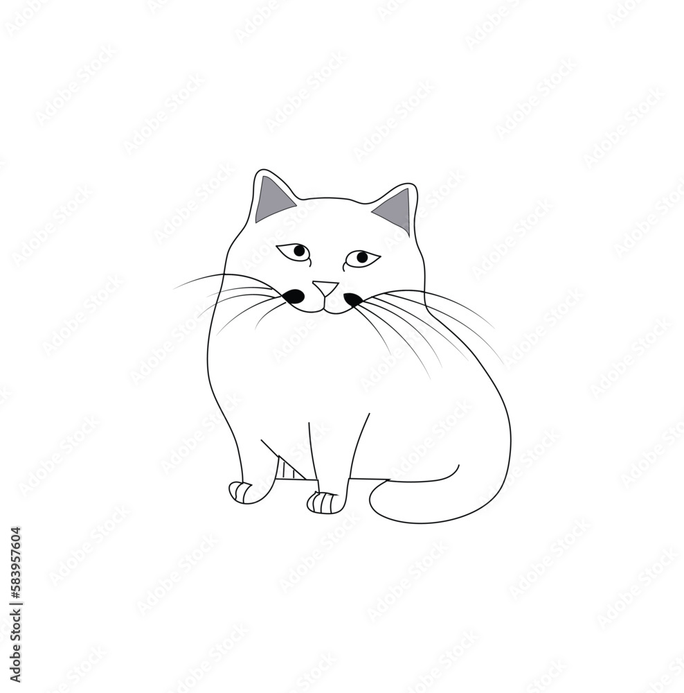 Nice vector line art work of cute cat. Nice vector line art work of cute cat.