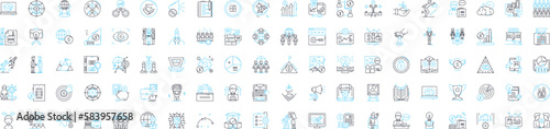 Business administration vector line icons set. Management, Planning, Assessment, Organisation, Analysis, Leadership, Systems illustration outline concept symbols and signs