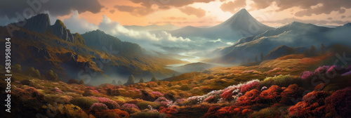 Ethereal Fantasy Landscape   A Journey Through Enchanted Mountains and Skies  Generated by AI